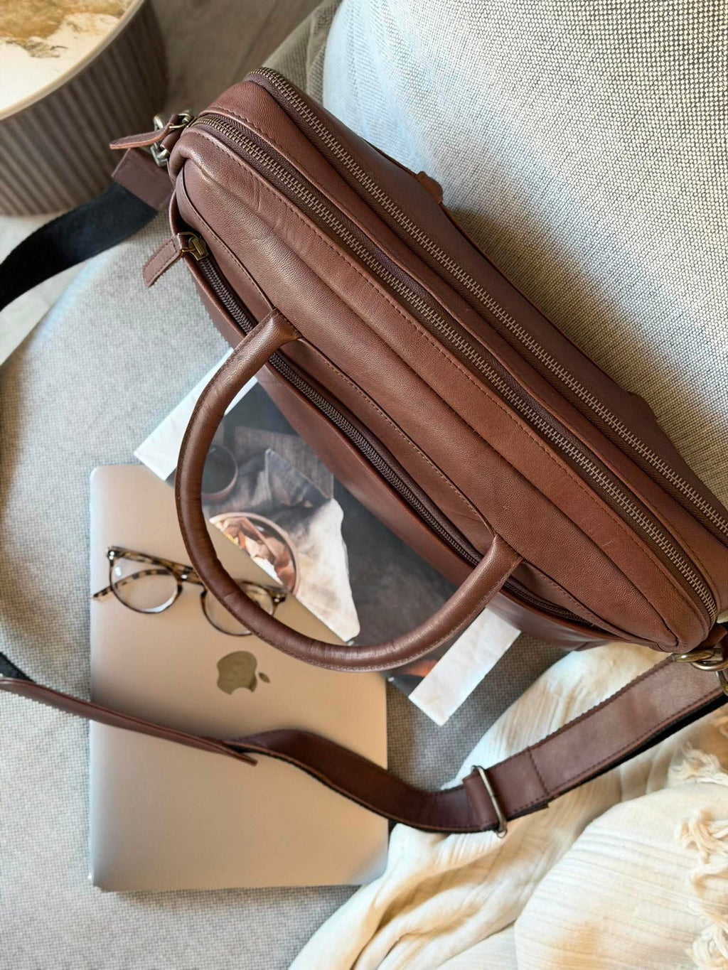 Laptopväska Faust dubbel - Dark brown