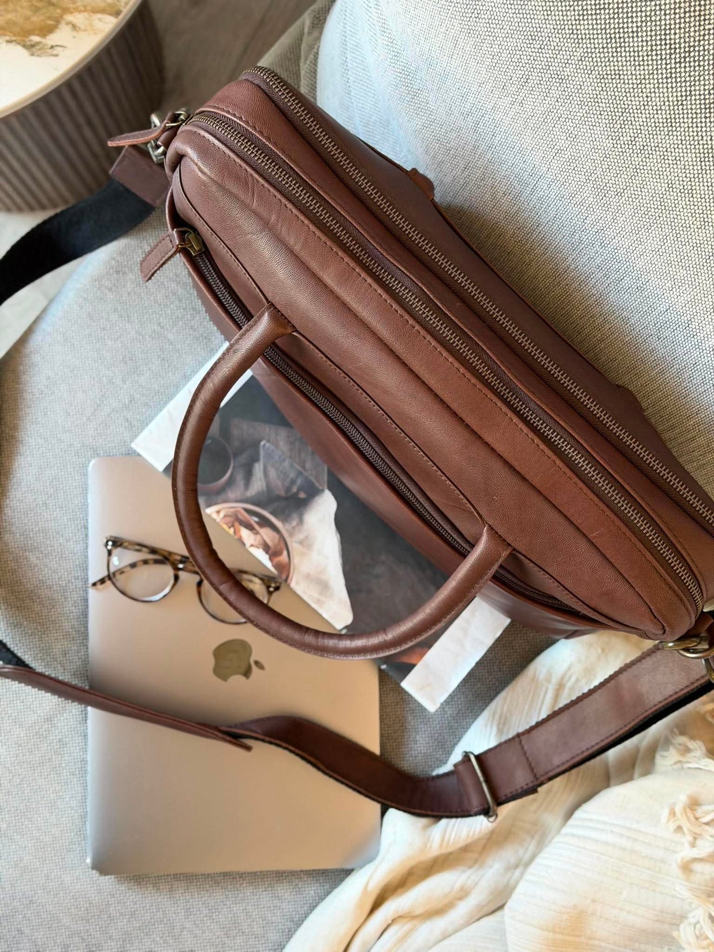 Laptopväska Faust dubbel - Dark brown