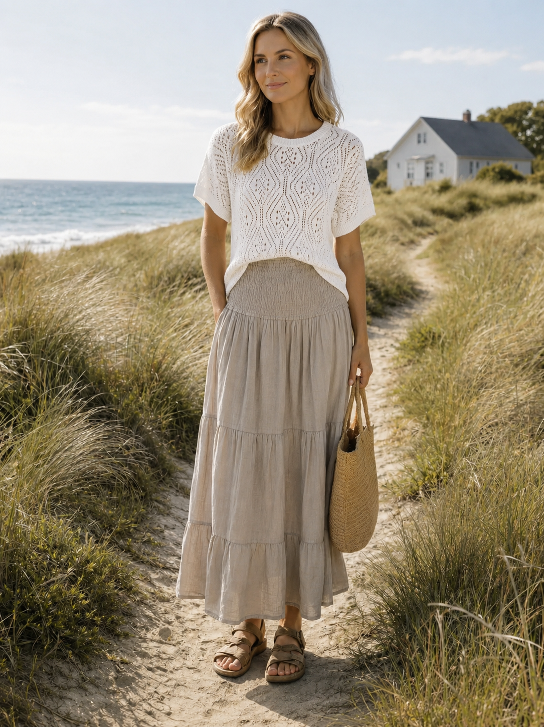 Stickad Vina  – Offwhite